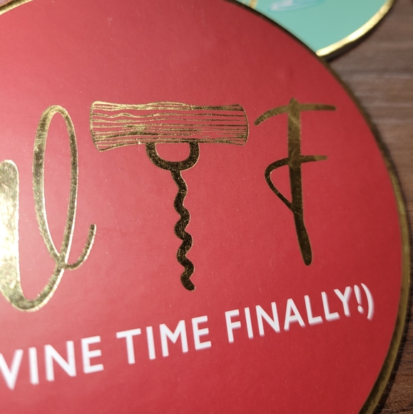 Wine Time Finally Drink Me Coasters Set of 8 New - Picture 7 of 8